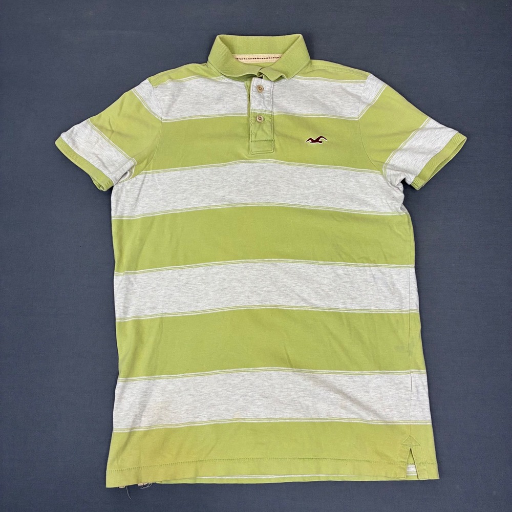 Y2K Hollister Green & Gray Short Sleeve Polo Shirt Men's Size Small